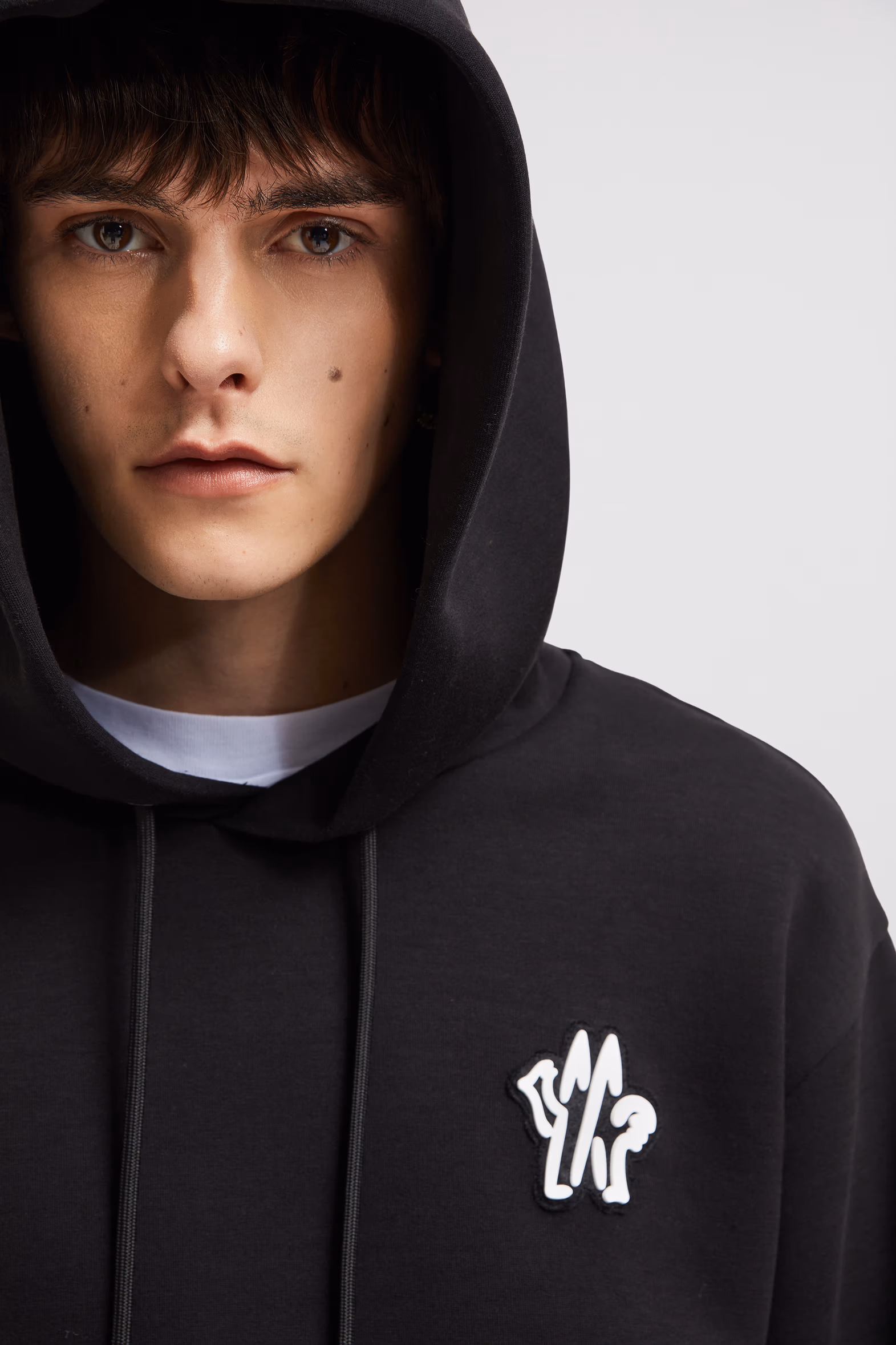 Logo Patch Neoprene Hoodie Men Black Moncler 4